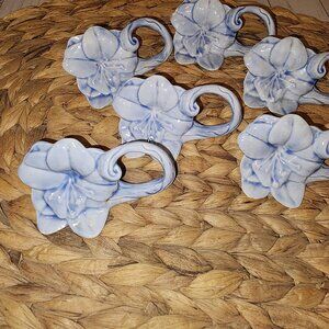 Set of 6  Porcelain Flower Napkin Rings